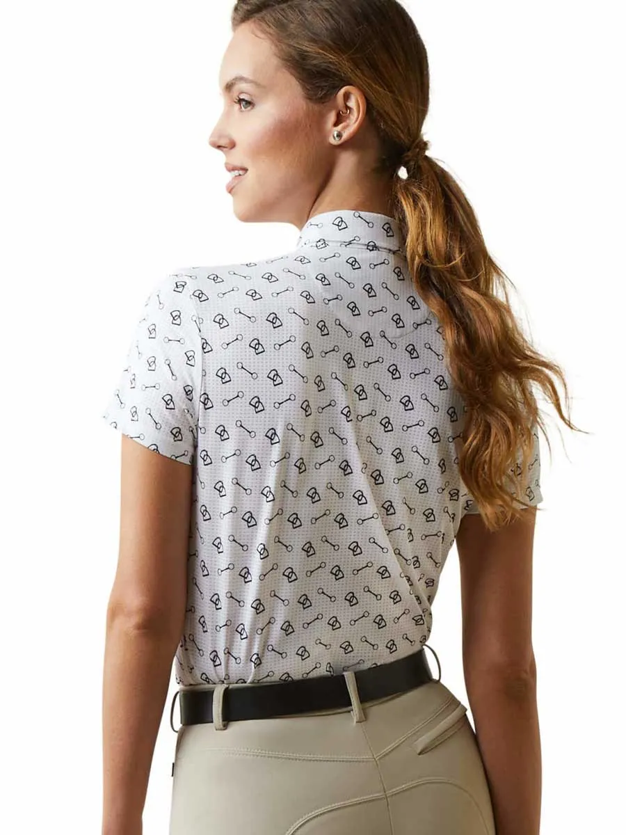 50% OFF - ARIAT Womens Motif Polo - White Tack Ditsy - Size: SMALL