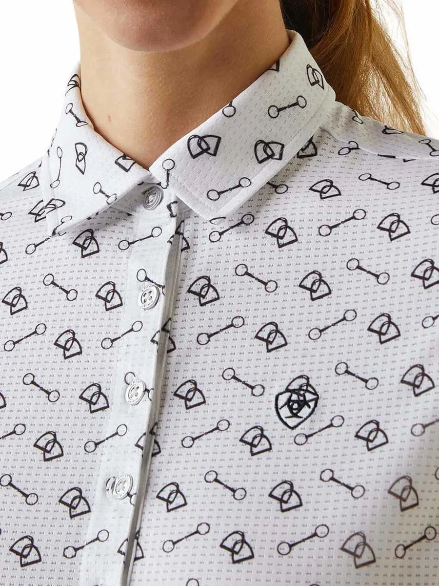 50% OFF - ARIAT Womens Motif Polo - White Tack Ditsy - Size: SMALL