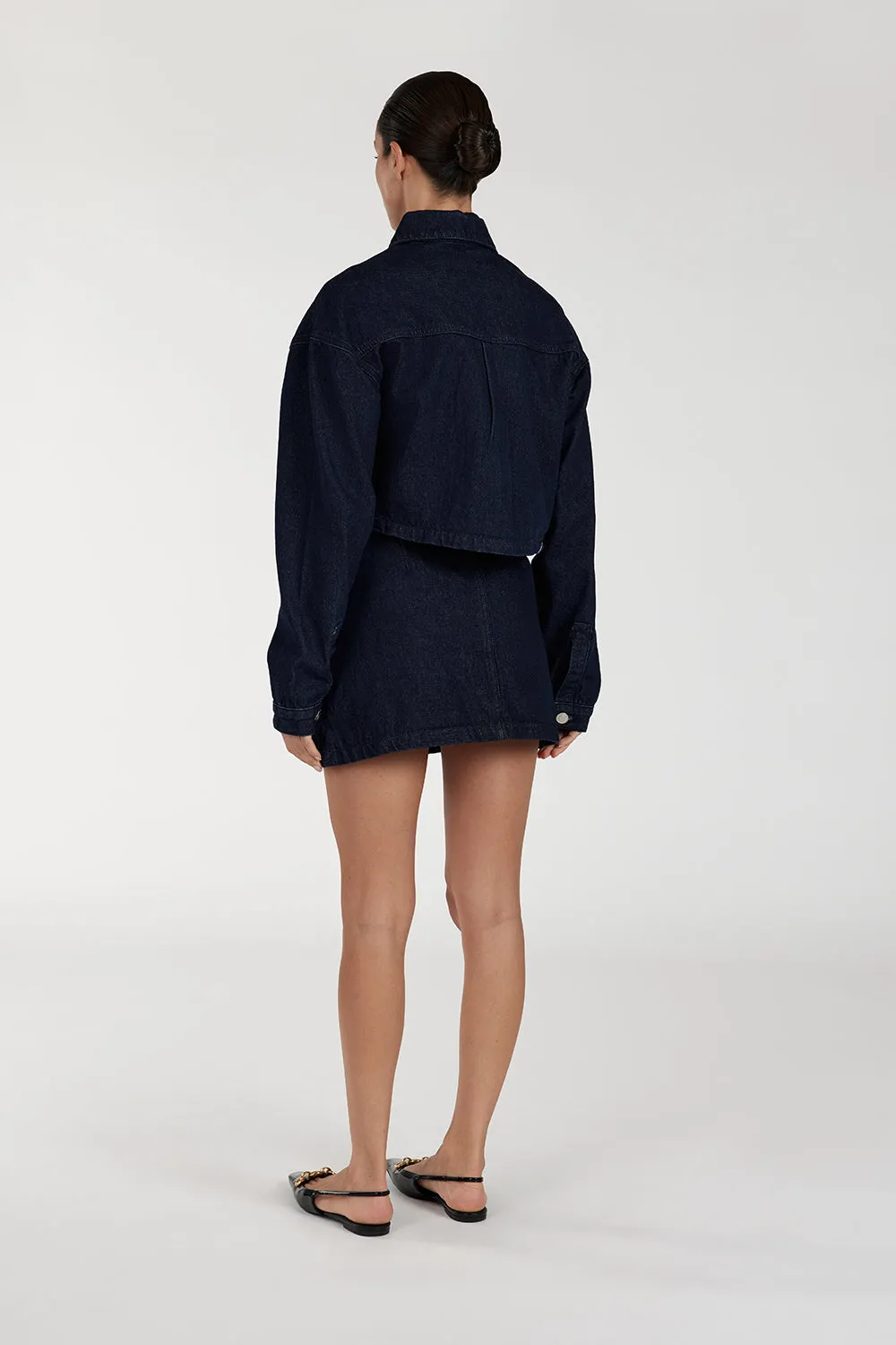 ALBERTA INDIGO TAILORED DENIM SKIRT