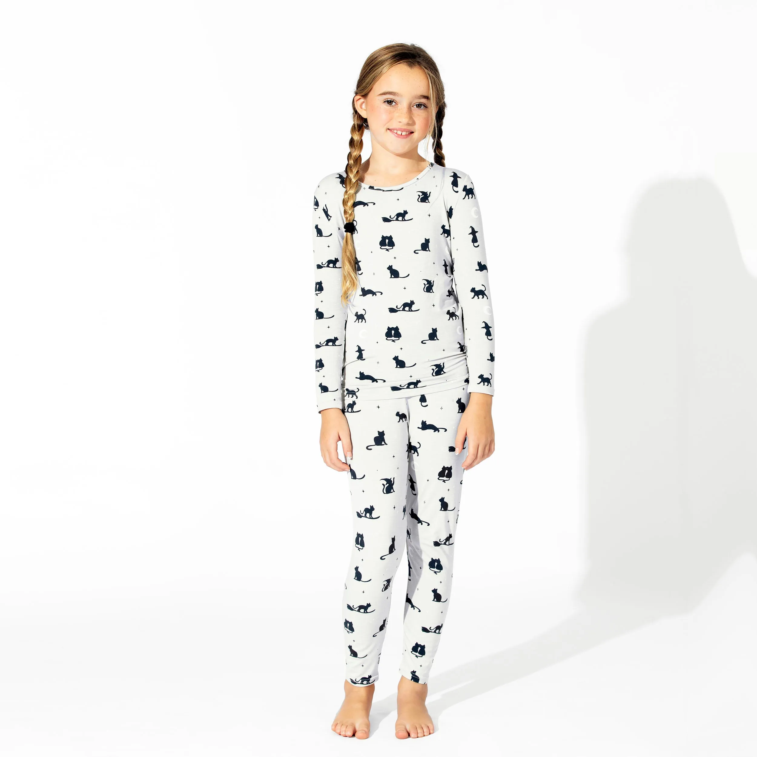 Black Cat Halloween Bamboo Kids Pajamas
