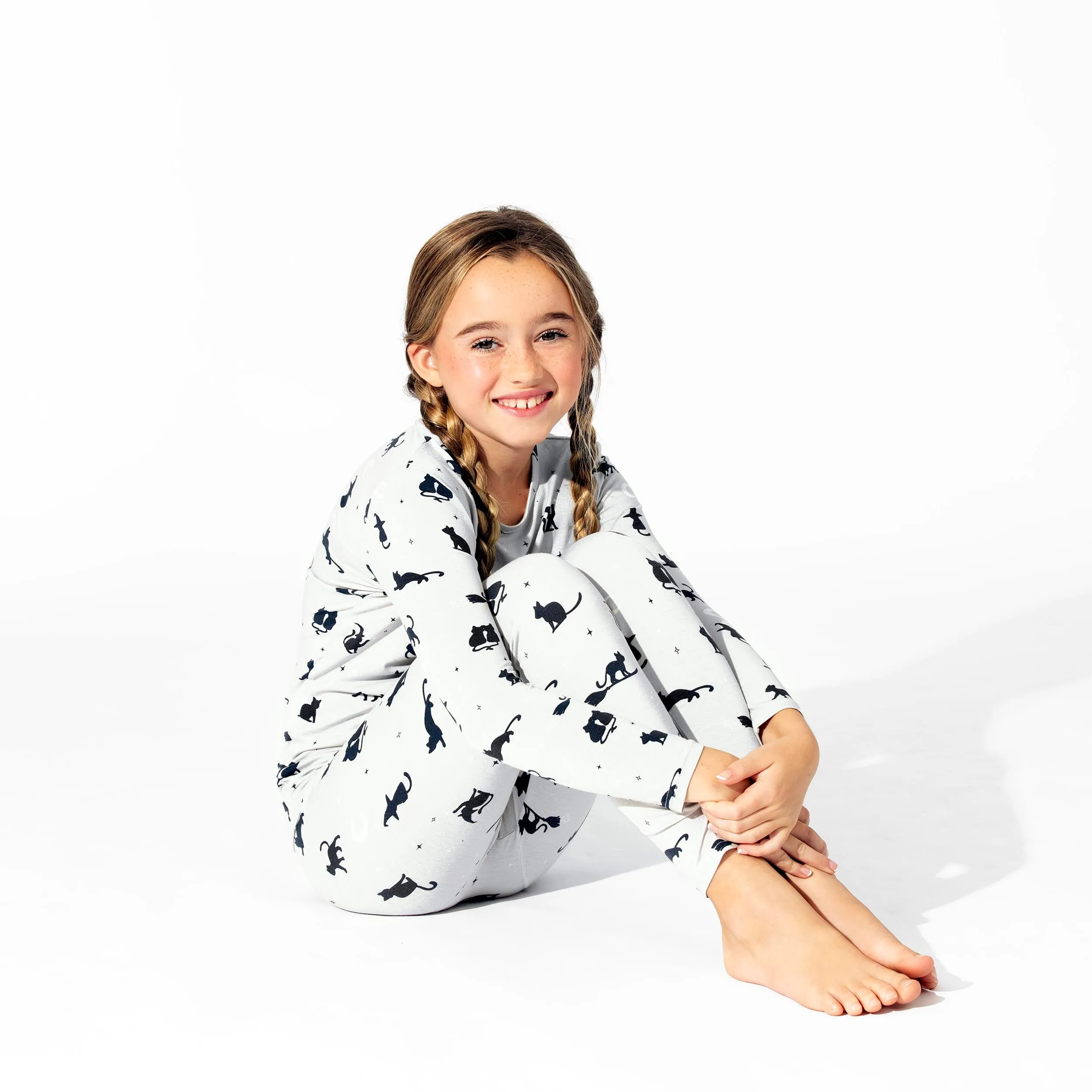 Black Cat Halloween Bamboo Kids Pajamas