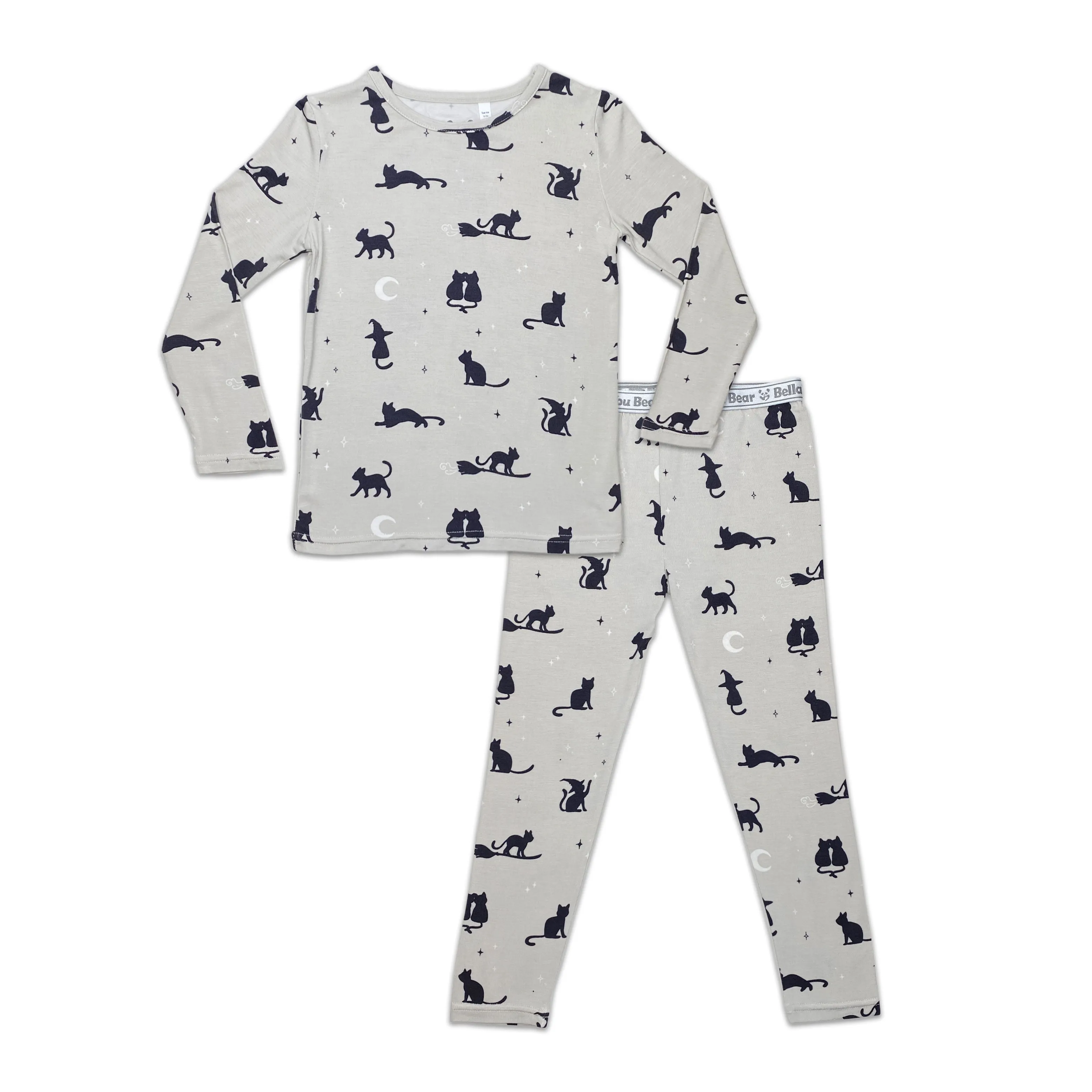Black Cat Halloween Bamboo Kids Pajamas