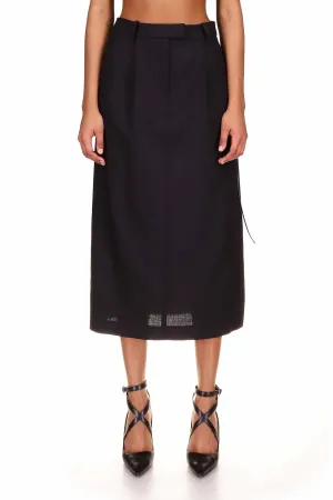 Black Wool Tailored Lace-Up Skirt Black Wool Tailored Lace-Up Skirt