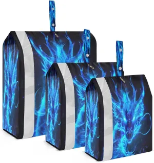 Blue Flame Dragon Loong Essential Packing Cubes for Travel - Multipurpose & Waterproof Storage Bags 3 Set for Home and Travelling