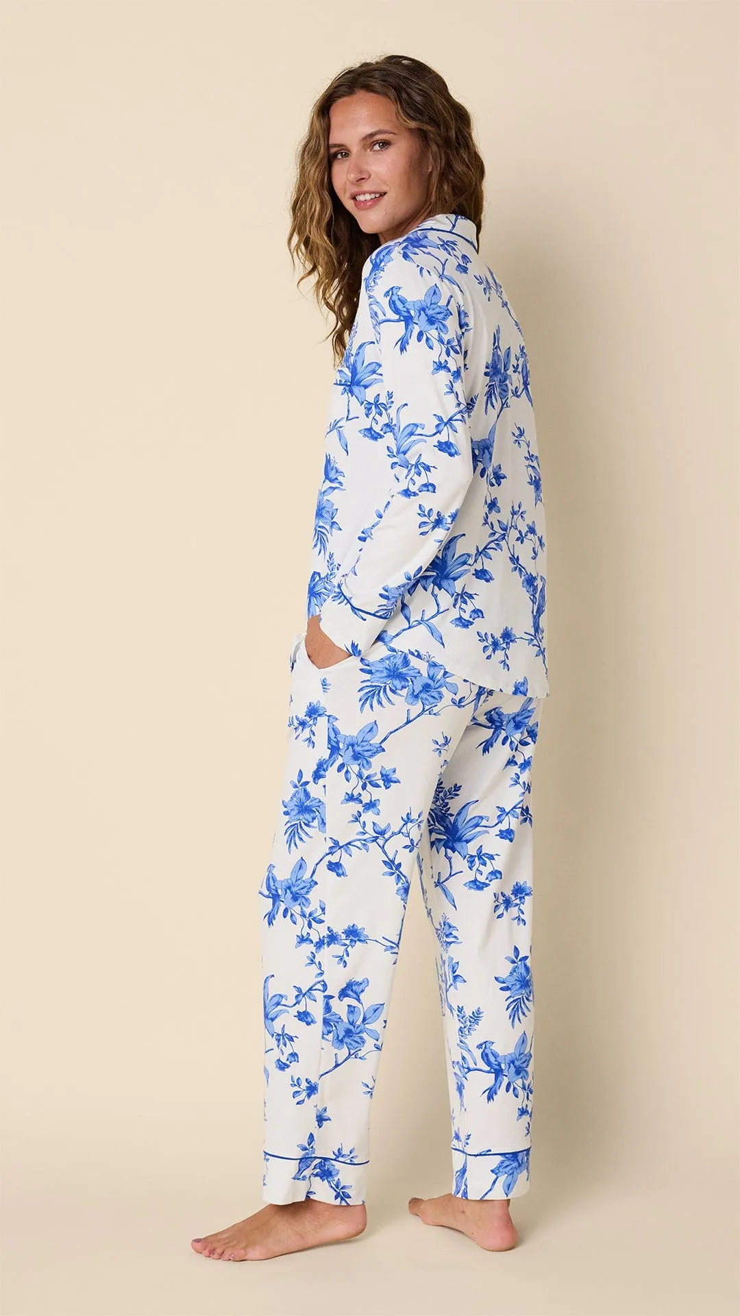 Bluebird Blossom Pima Knit Long-Sleeved Pajama
