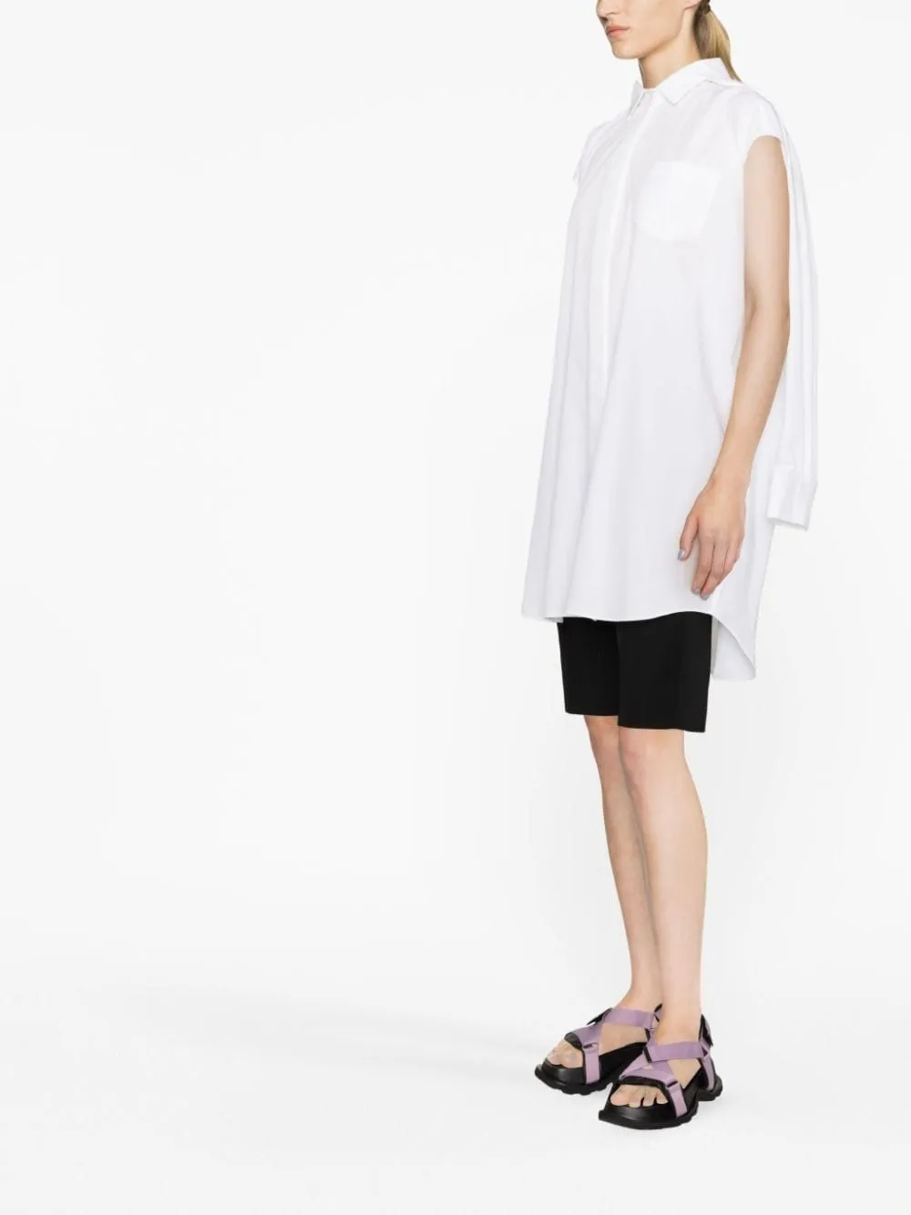 CUTOUT-DETAIL POPLIN SHIRT-DRESS