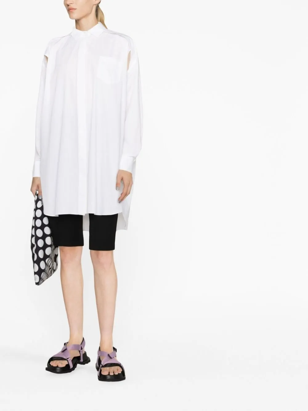 CUTOUT-DETAIL POPLIN SHIRT-DRESS