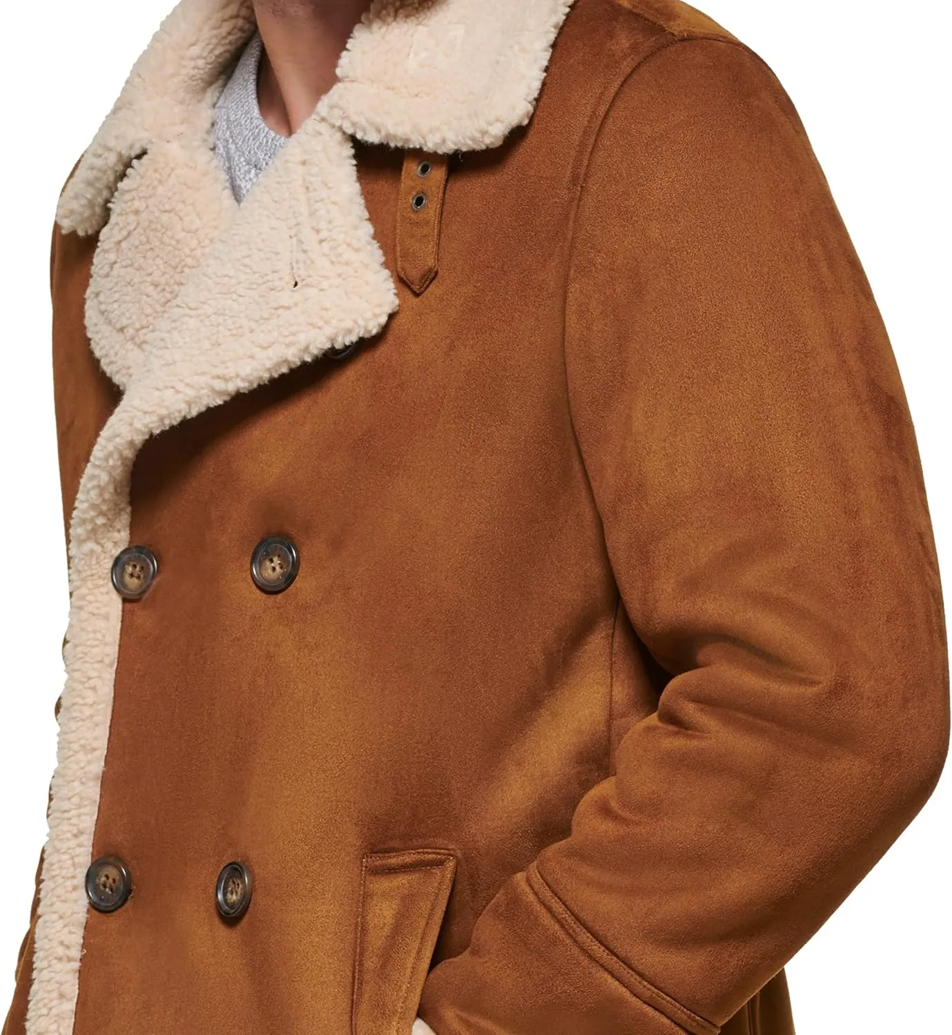 Dockers Men's Faux Shearling Midlength Overcoat