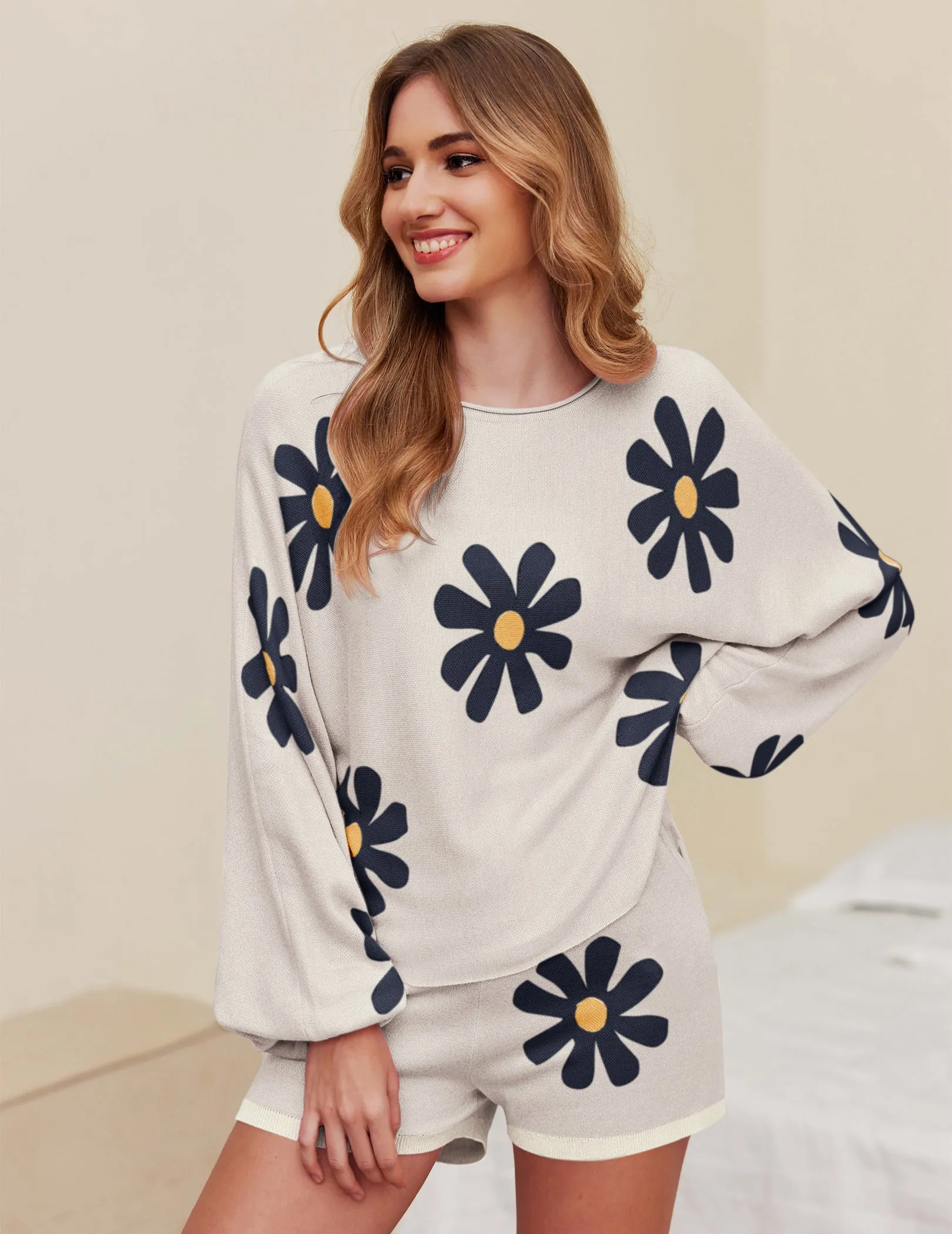 Ekouaer Pajamas Set for Women Soft Knit Lounge Sets (US Only)