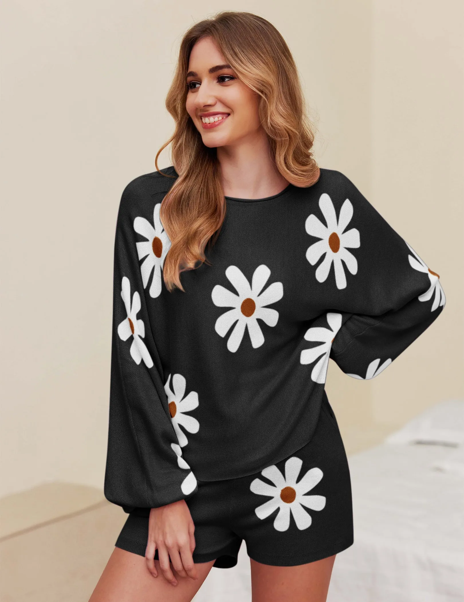 Ekouaer Pajamas Set for Women Soft Knit Lounge Sets (US Only)