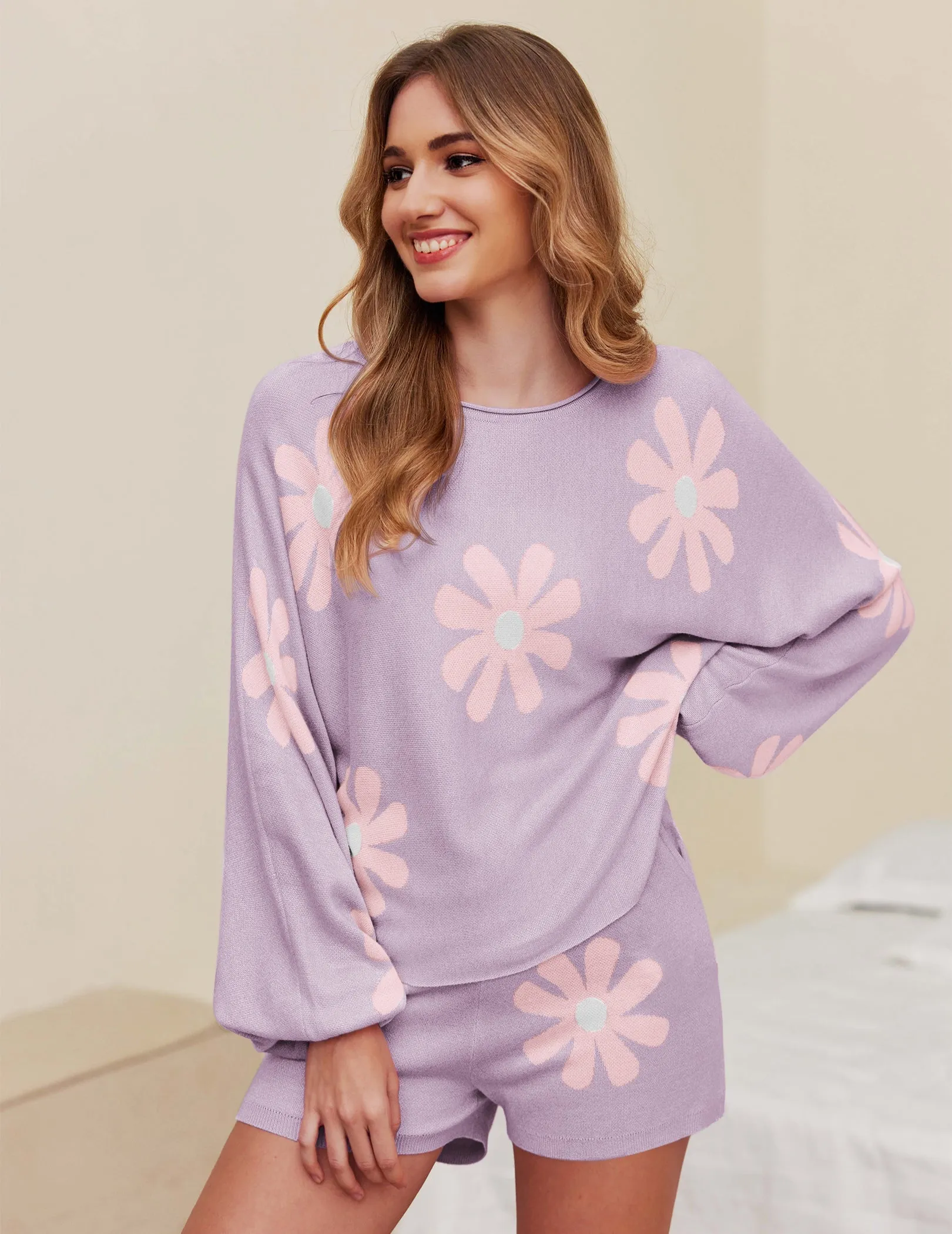 Ekouaer Pajamas Set for Women Soft Knit Lounge Sets (US Only)