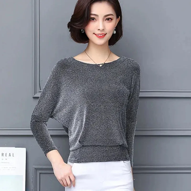 Elegant Classic Shiny Fashionable Blue Sequined Black Glittering Top