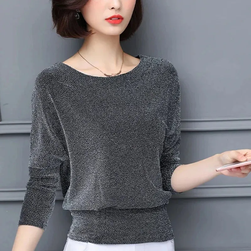 Elegant Classic Shiny Fashionable Blue Sequined Black Glittering Top