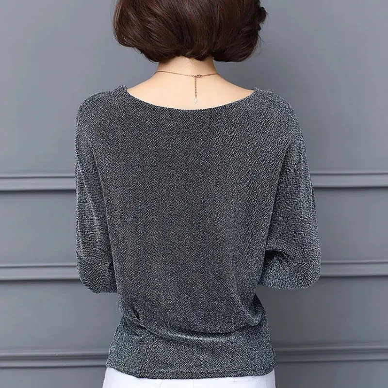Elegant Classic Shiny Fashionable Blue Sequined Black Glittering Top