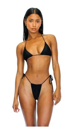 ENITA MICRO STRING TOP - SHINY BLACK