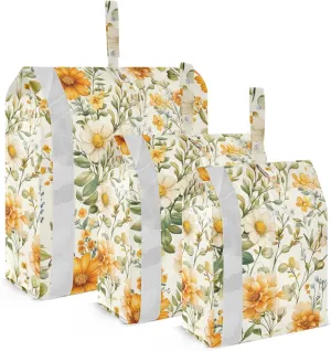 Florals Marigold Hyacinths Beige 3 Set Travel Packing Cubes For Suitcases Reusable Folding Closet Organizer Plastic Travel Bags Travel Essential