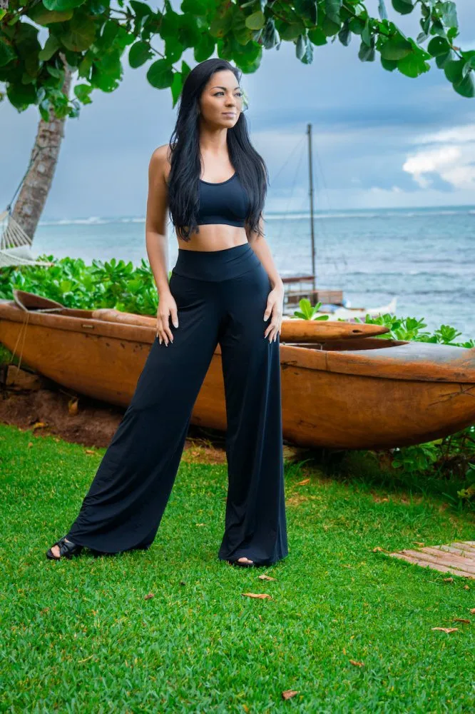 Fluity Luxe Palazzo Pants II - SOLID BLACK