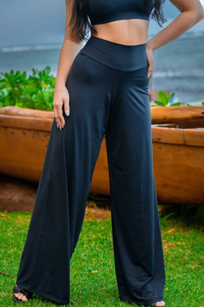 Fluity Luxe Palazzo Pants II - SOLID BLACK