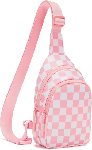 FODOKO Fashion Waist Pack for Women Stylish Plaid Pattern Adjustable Waterproof Crossbody Sling Bag,nylon quilted,Lightweight2025 Travel Essential
