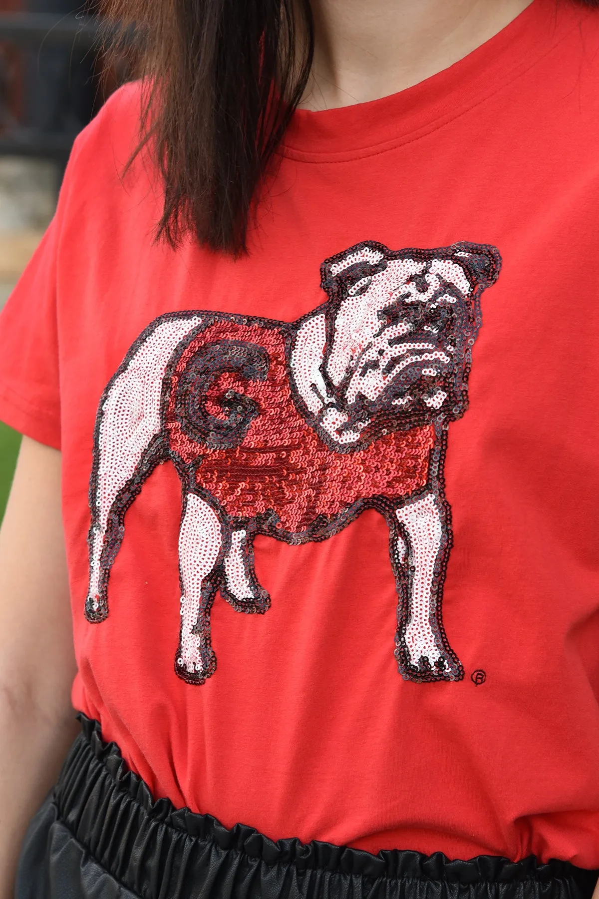 GEORGIA BULLDOG SEQUIN TOP