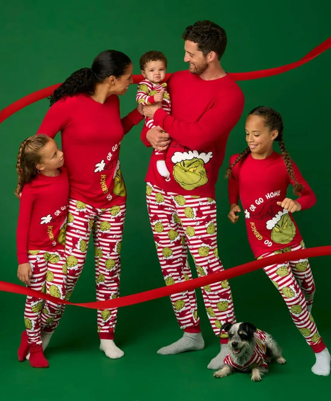 Grinch Christmas Stripe Family Matching Pajama Set
