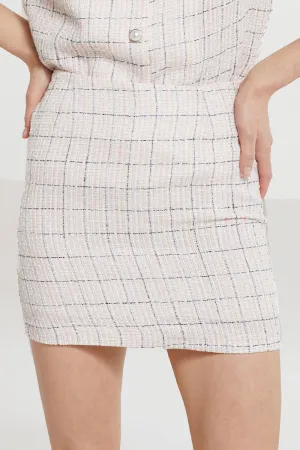 Hadassah Plaid Tweed Skirt