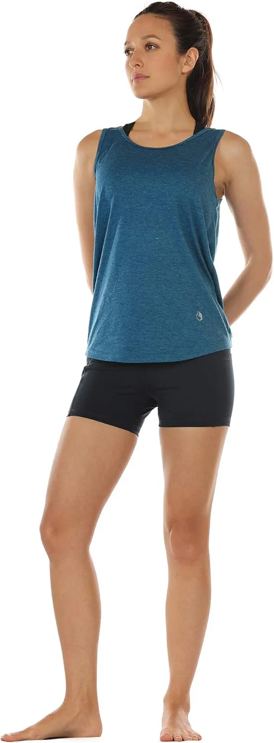 icyzone Women's Open Back High Neck Workout Athletic Gym Tank Tops
