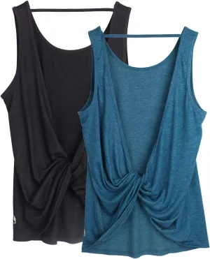 icyzone Women's Open Back High Neck Workout Athletic Gym Tank Tops