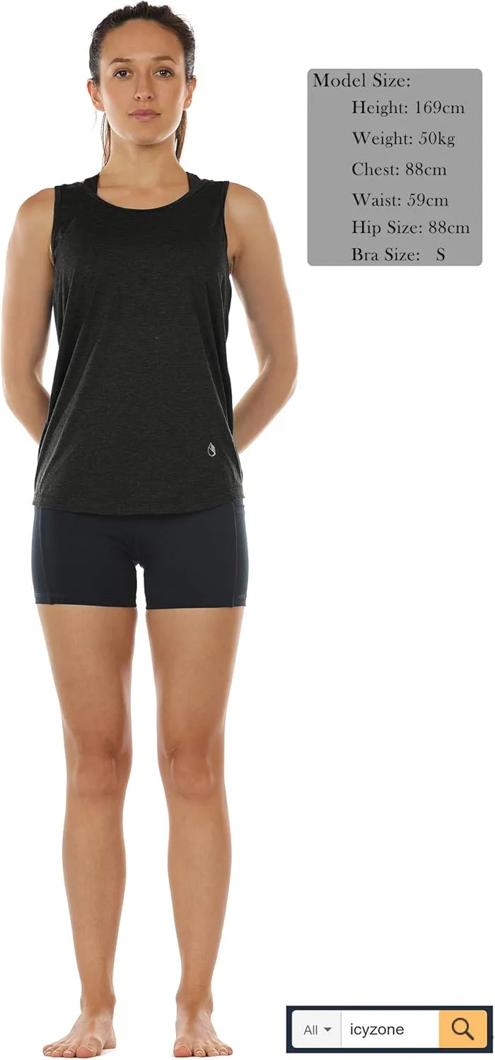 icyzone Women's Open Back High Neck Workout Athletic Gym Tank Tops