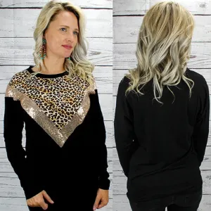 Leopard and Sequin Long Sleeve Top Leopard and Sequin Long Sleeve Top