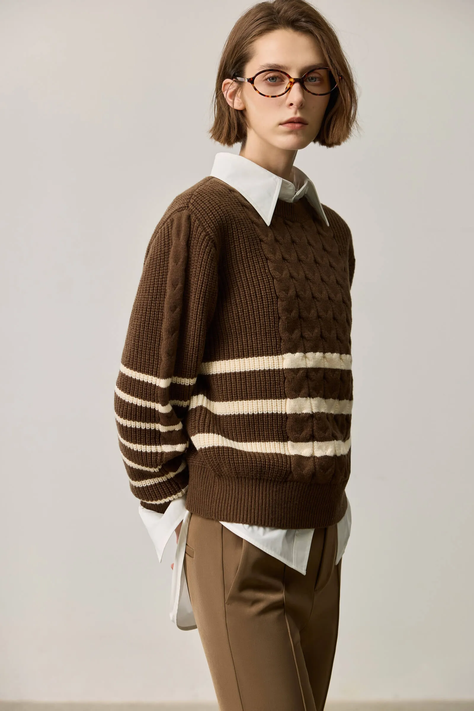LILY Wool-Blend Crew Neck Knit Top