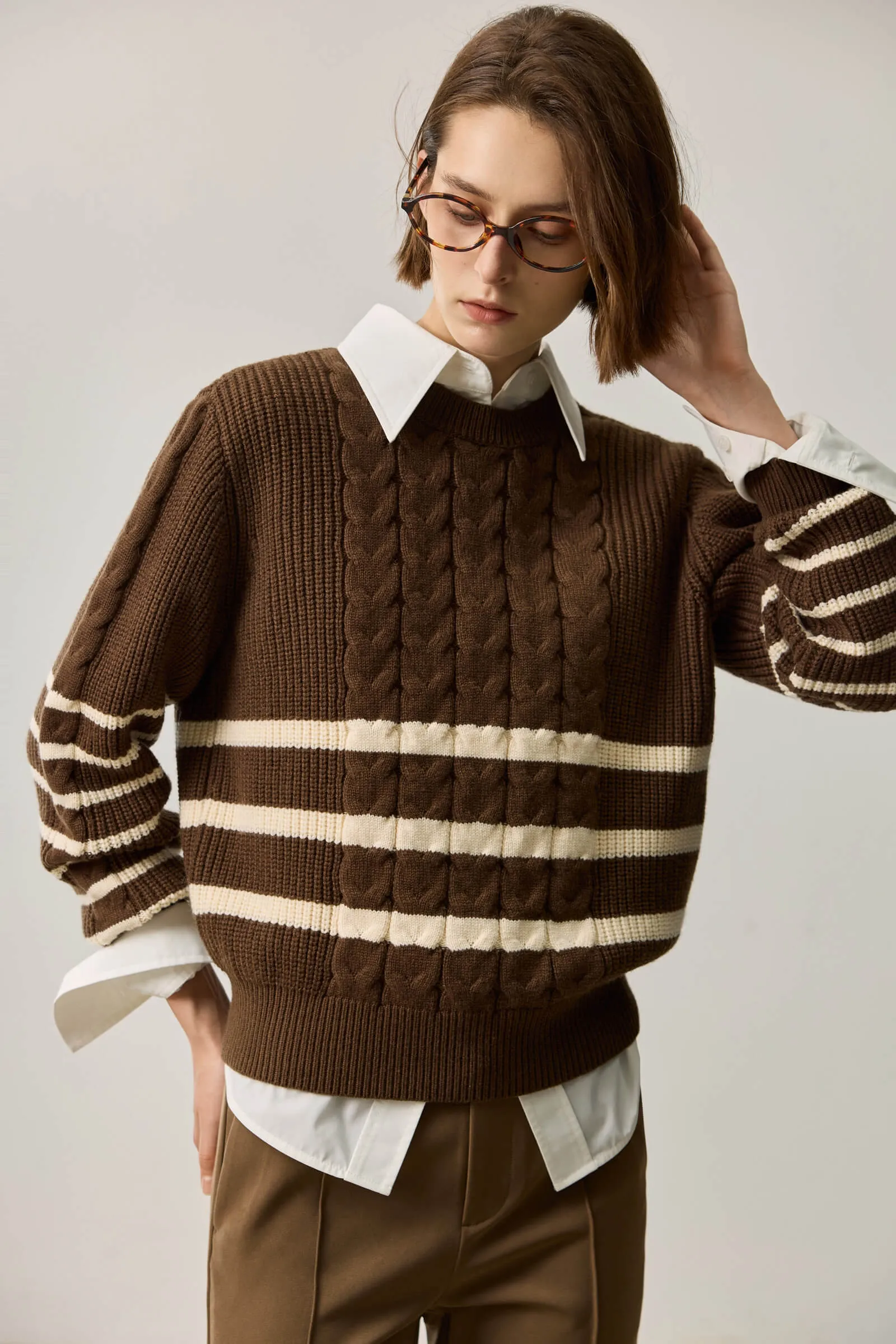 LILY Wool-Blend Crew Neck Knit Top