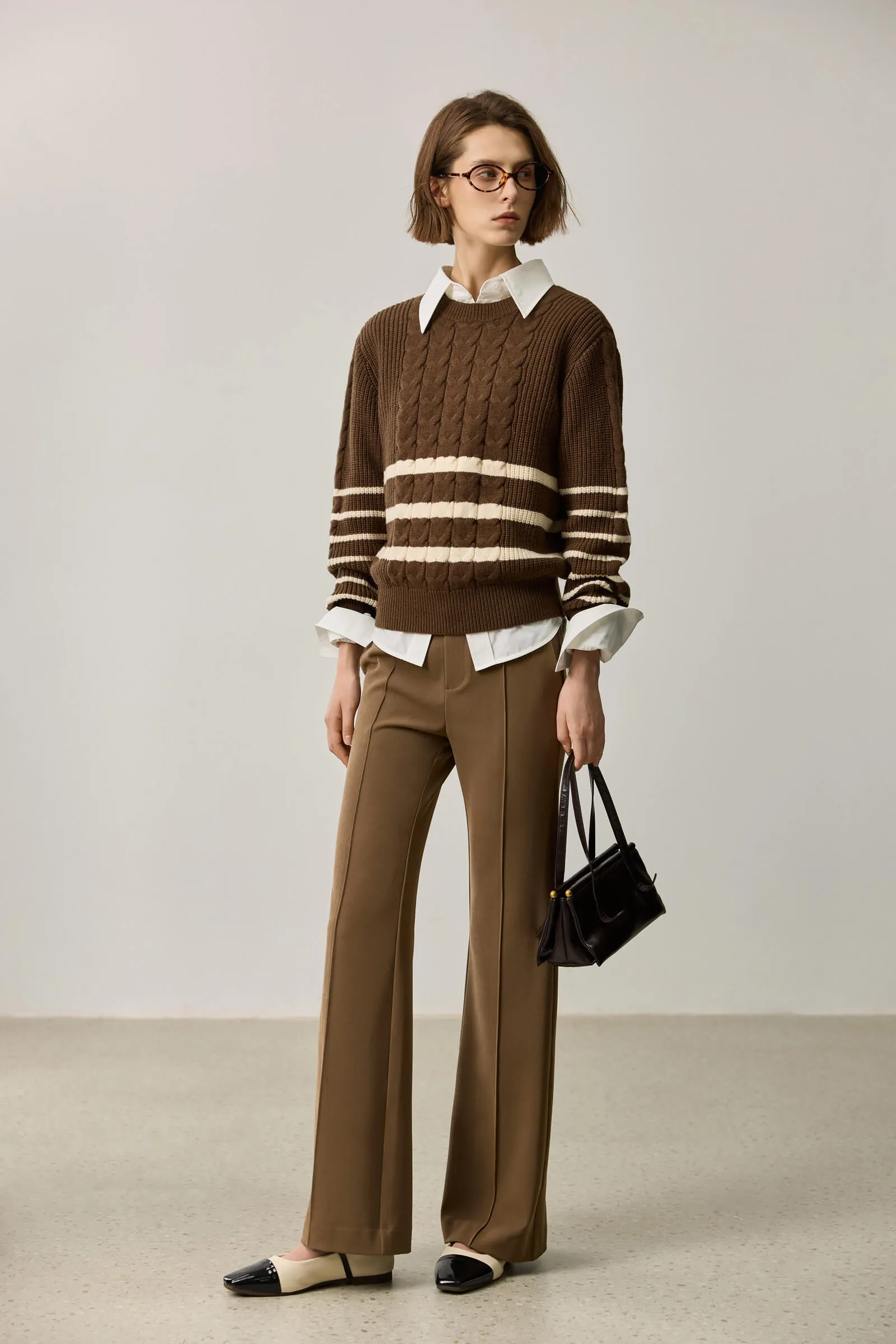 LILY Wool-Blend Crew Neck Knit Top