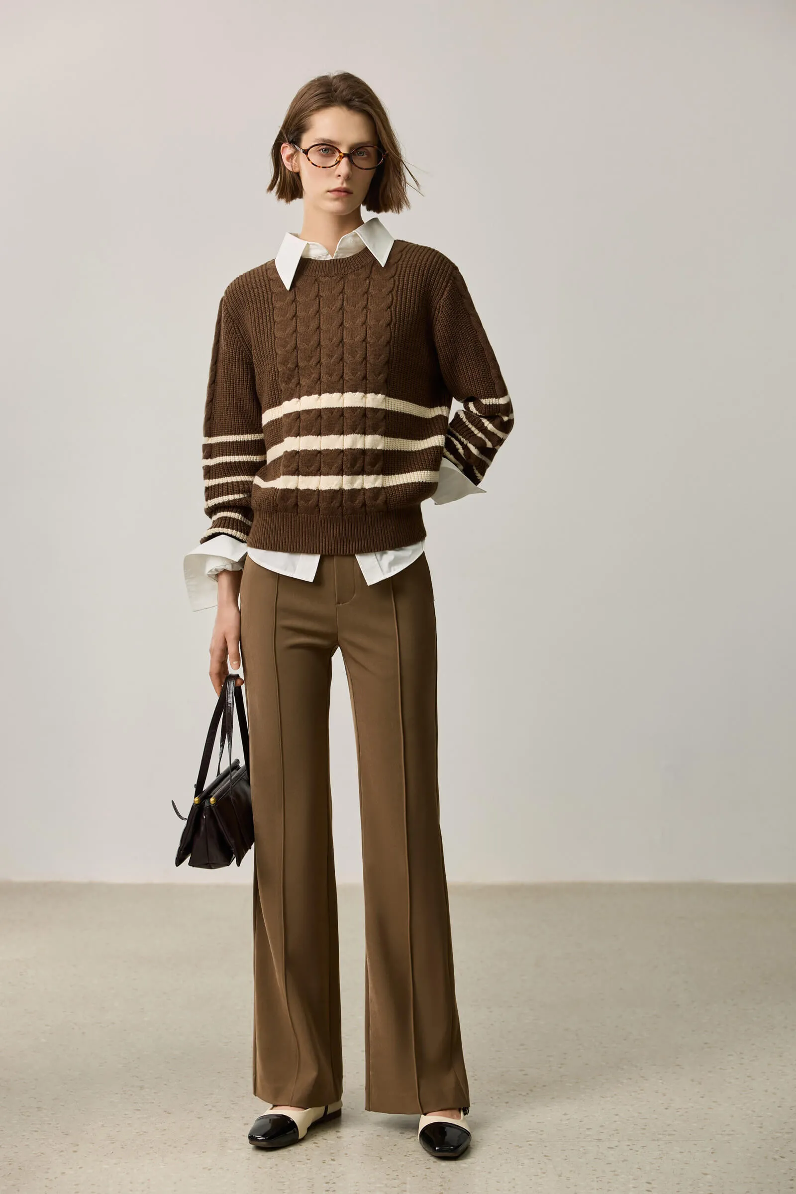 LILY Wool-Blend Crew Neck Knit Top