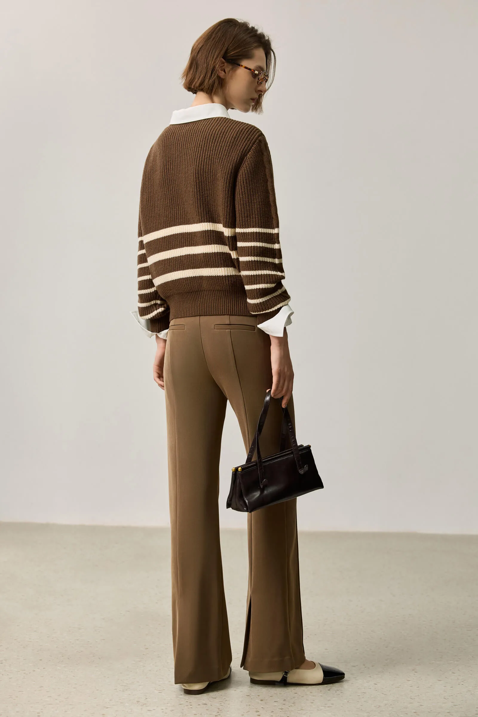 LILY Wool-Blend Crew Neck Knit Top