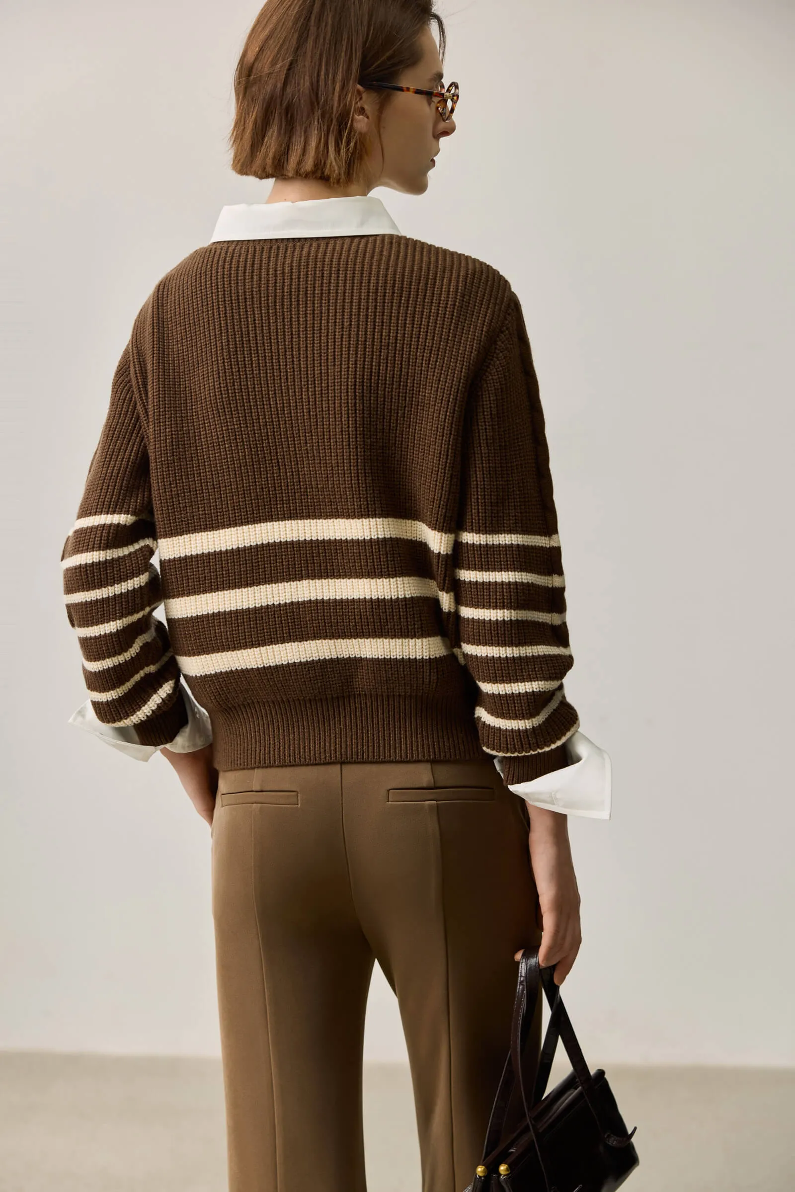 LILY Wool-Blend Crew Neck Knit Top