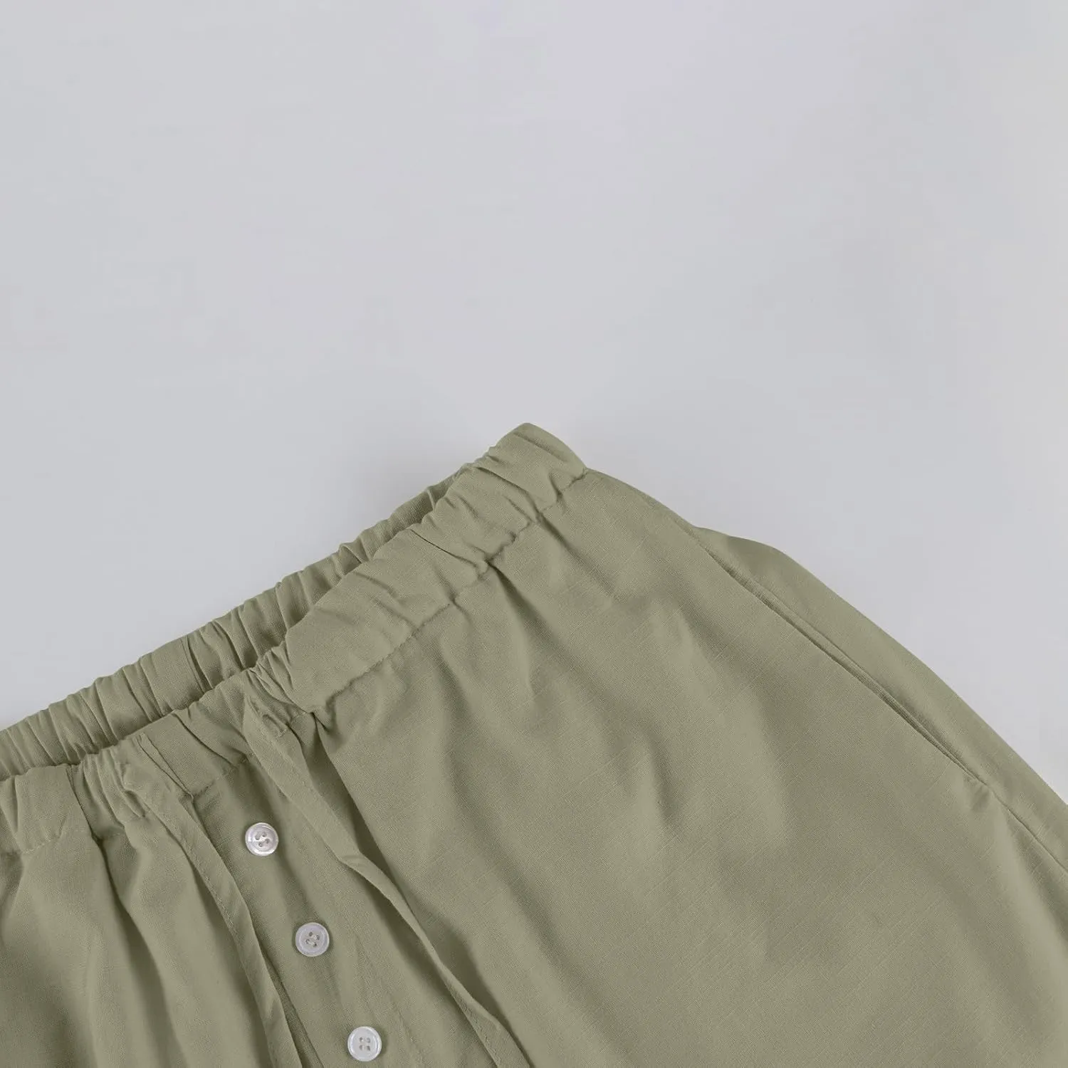 Linen Wide Leg Pants for Women Casual High Waisted Loose Fit Palazzo Pants Summer Flowy Lounge Trousers with Pockets