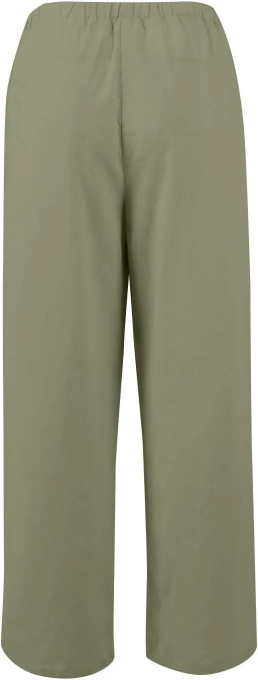 Linen Wide Leg Pants for Women Casual High Waisted Loose Fit Palazzo Pants Summer Flowy Lounge Trousers with Pockets