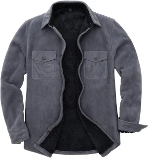 Lisskolo Men's Warm Sherpa Flannel Shirt Jacket Heavy Fleece Lined Plaid Button Up Jackets