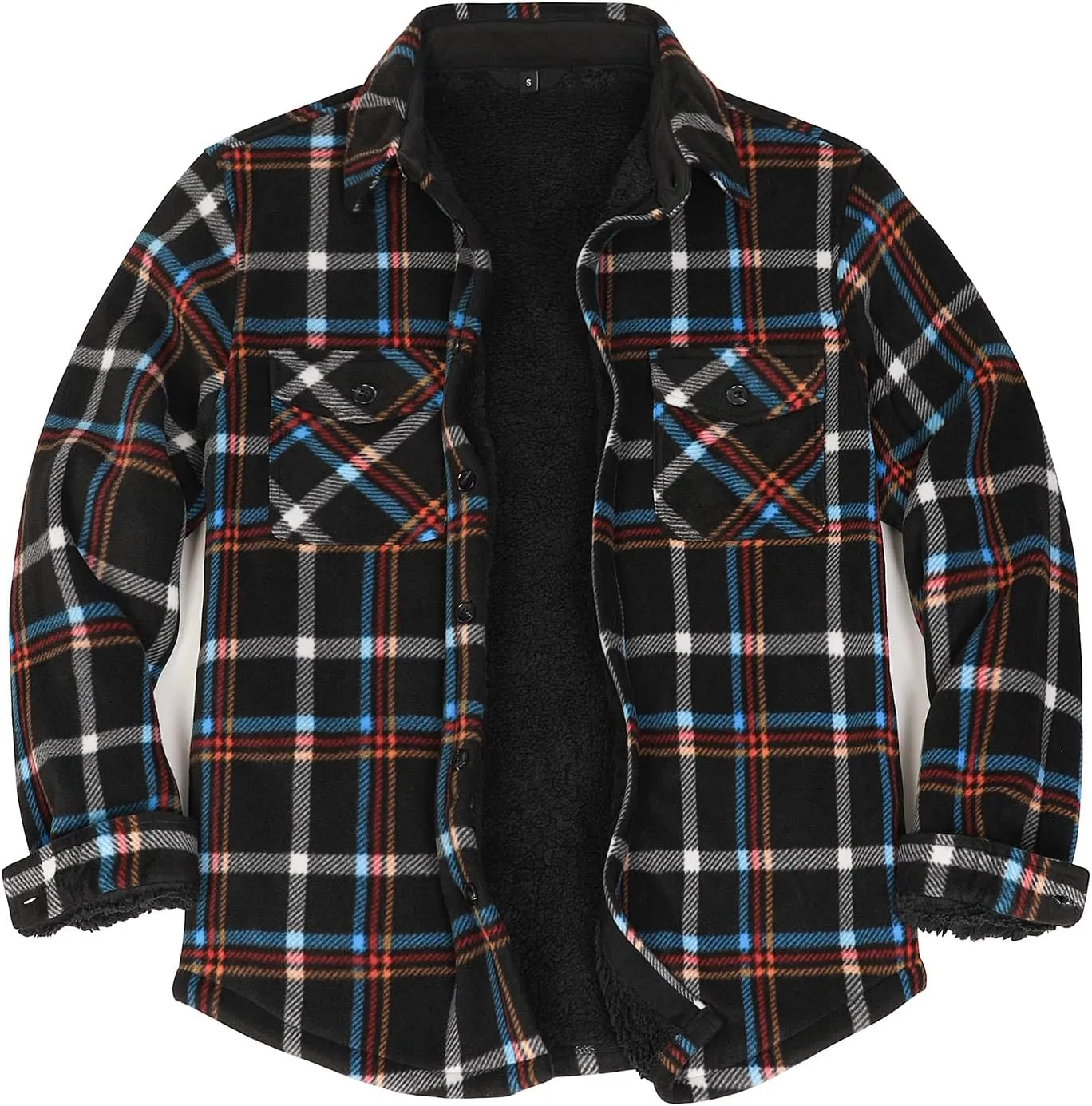 Lisskolo Men's Warm Sherpa Flannel Shirt Jacket Heavy Fleece Lined Plaid Button Up Jackets