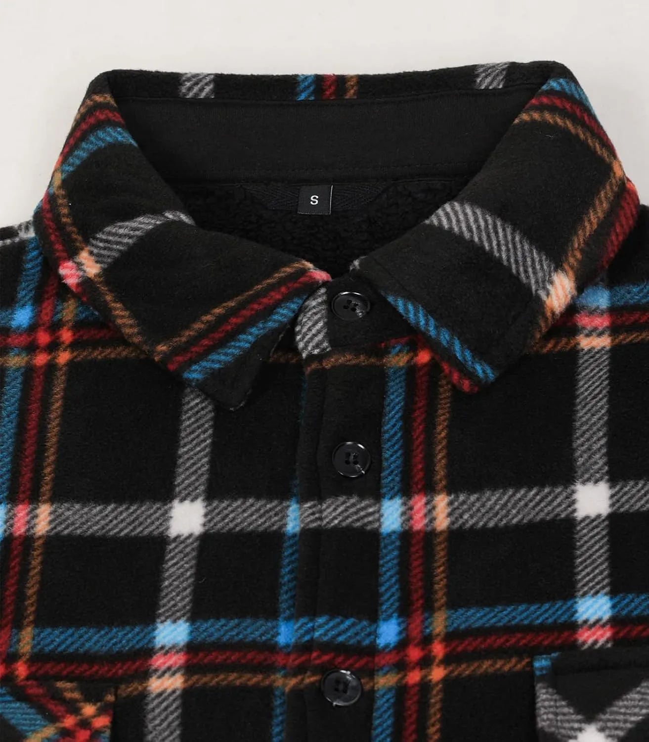 Lisskolo Men's Warm Sherpa Flannel Shirt Jacket Heavy Fleece Lined Plaid Button Up Jackets