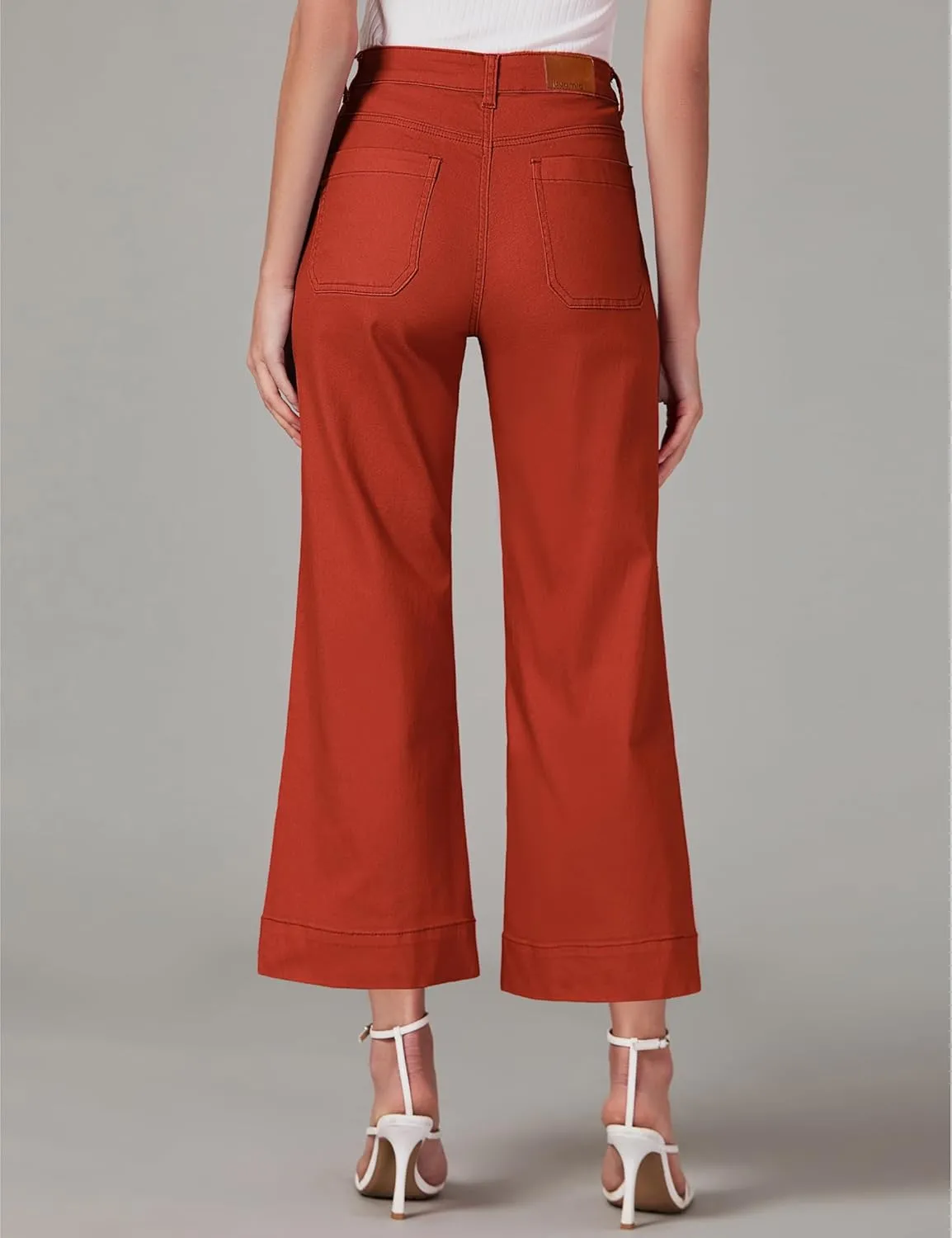 luvamia Wide Leg Jeans for Women Trendy High Waisted Flare Jeans Cropped Denim Pants Stretchy Baggy with Patch Pockets