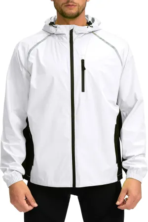 Men's Cycling Rain Jackets Waterproof Running Bike Windbreaker Lightweight Packable Hooded Jacket
