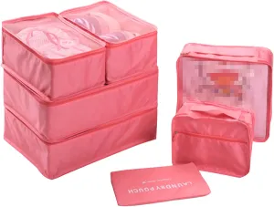 Packing Organizers 7pcs Packing Cubes Travel Essential Bags-in-Bag Luggage Packing Organisers Value Set Suitcase Organiser Cubes Storage Bags Luggage Pouches (red)