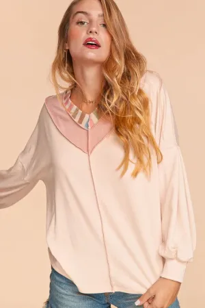 PLUS RAINBOW STRIPE RIB BANDED CHEVRON KNIT TOP