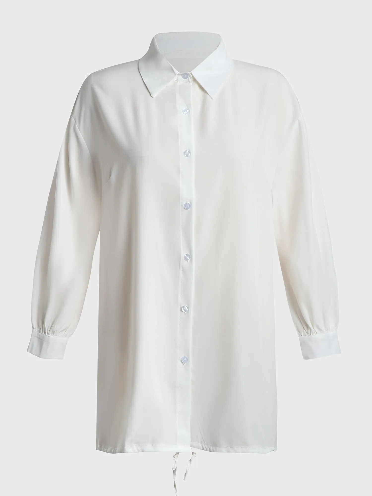 Plus Size Drawstring Blouse Dress