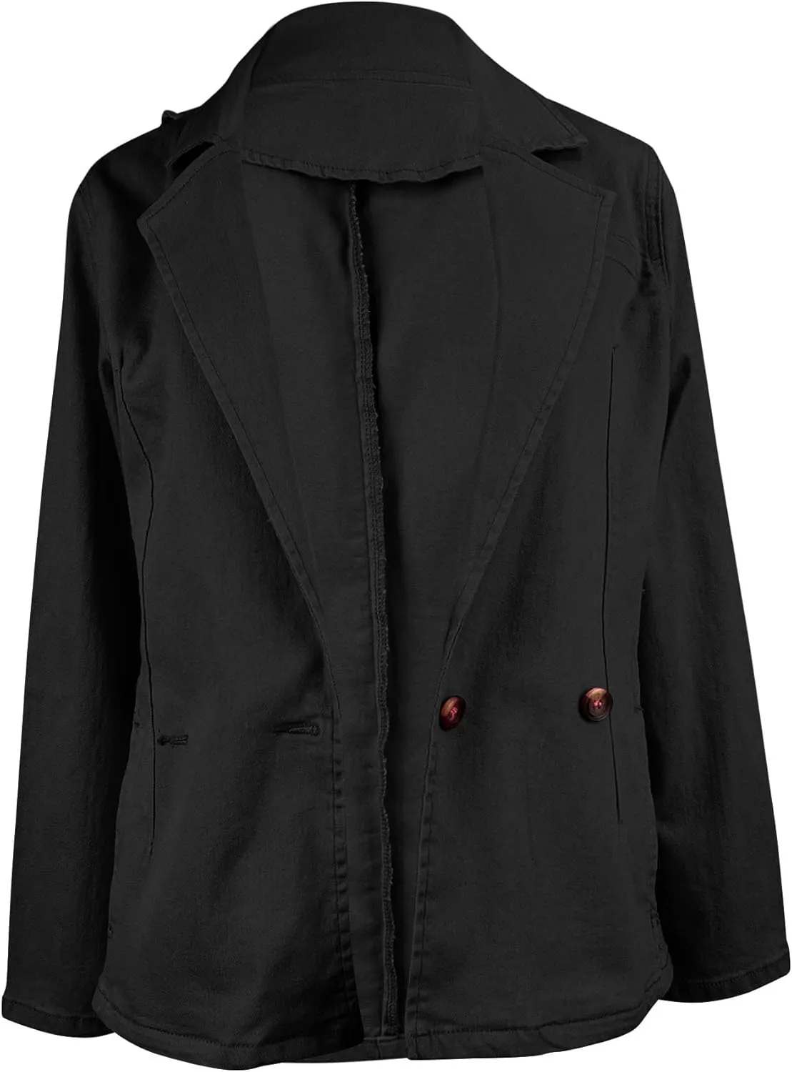 PRETTODAY Women's Casual Denim Blazers Buttoned Long Sleeve Work Office Jackets Blazer with Pockets