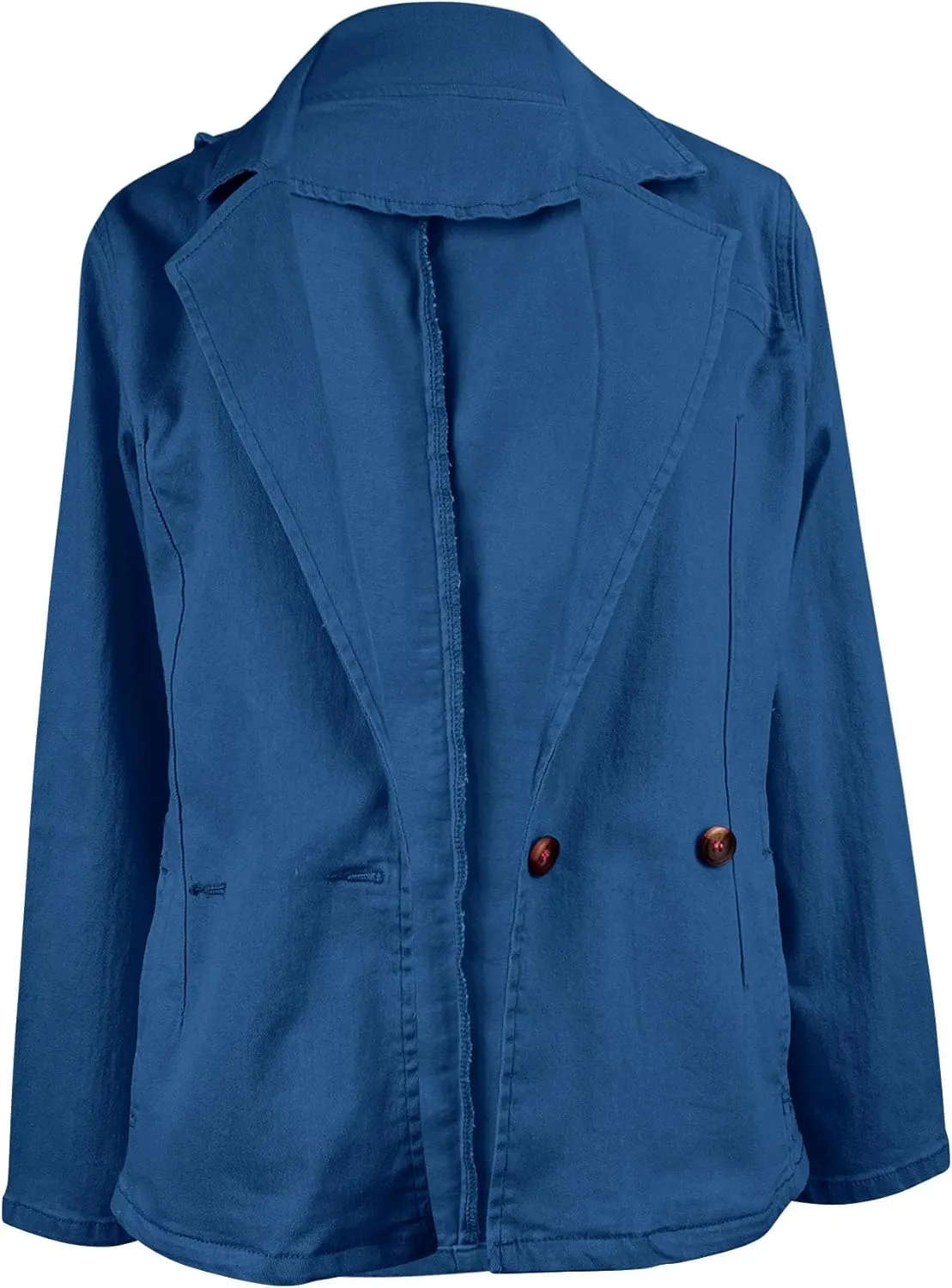 PRETTODAY Women's Casual Denim Blazers Buttoned Long Sleeve Work Office Jackets Blazer with Pockets