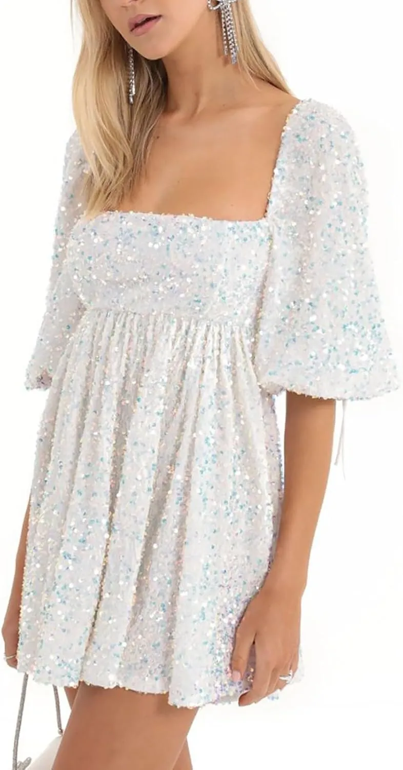 Sequin Cocktail Dresses for Women Sequin Masquerade Ballgowns Prom Grace Split Gown Bridesmaid Birthday Ballgowns