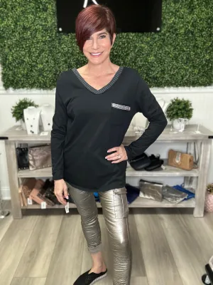 Sequin Detail Pocket Blouse